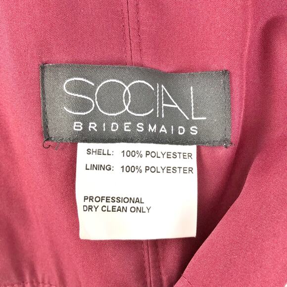 Social Bridesmaids Womens Strapless Maxi Dress 4 Red Sweetheart Neck Slits NWT - Picture 7 of 8